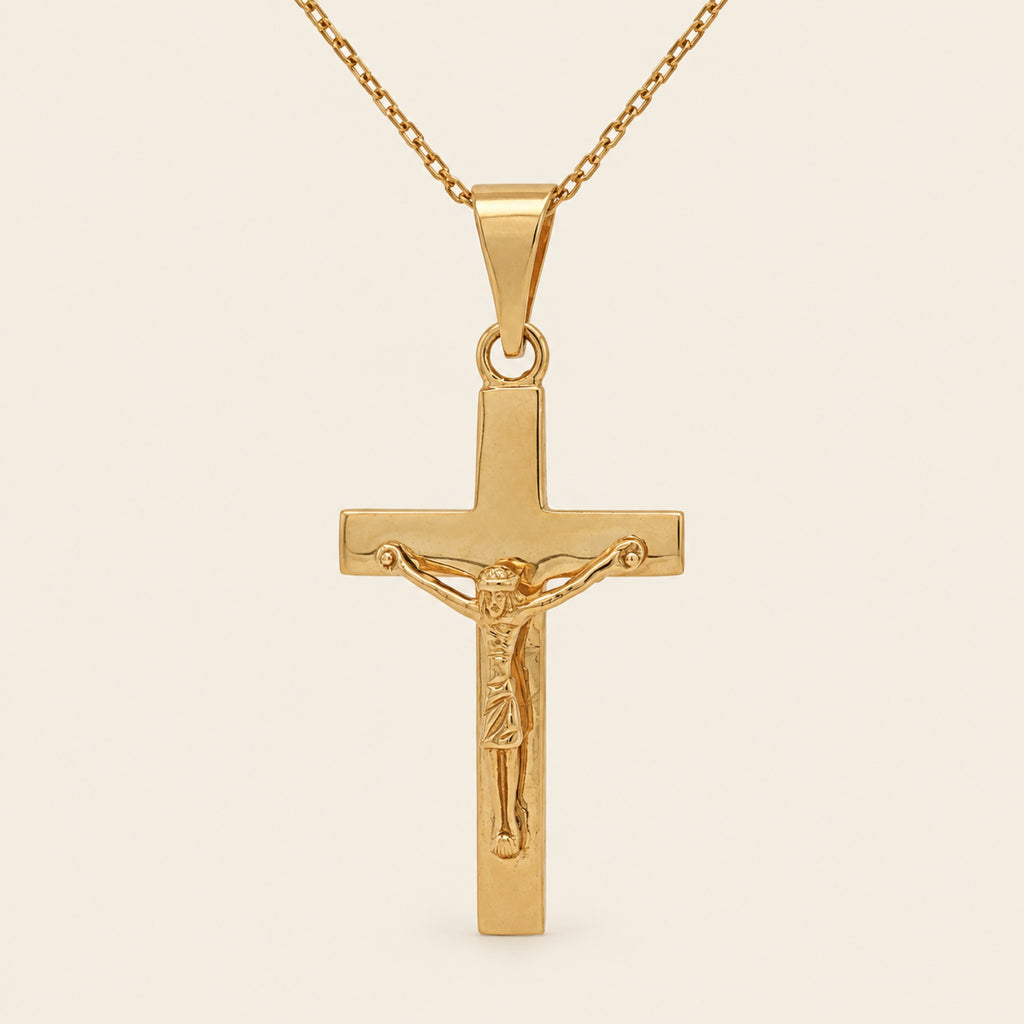 Dije de Crucifijo de Oro Amarillo 10k con Cristo