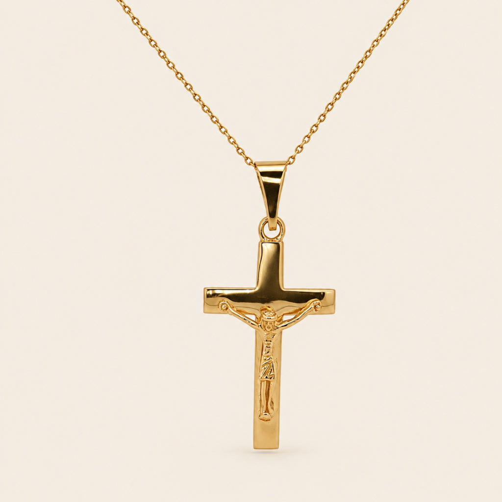 Dije de Crucifijo de Oro Amarillo 10k con Cristo