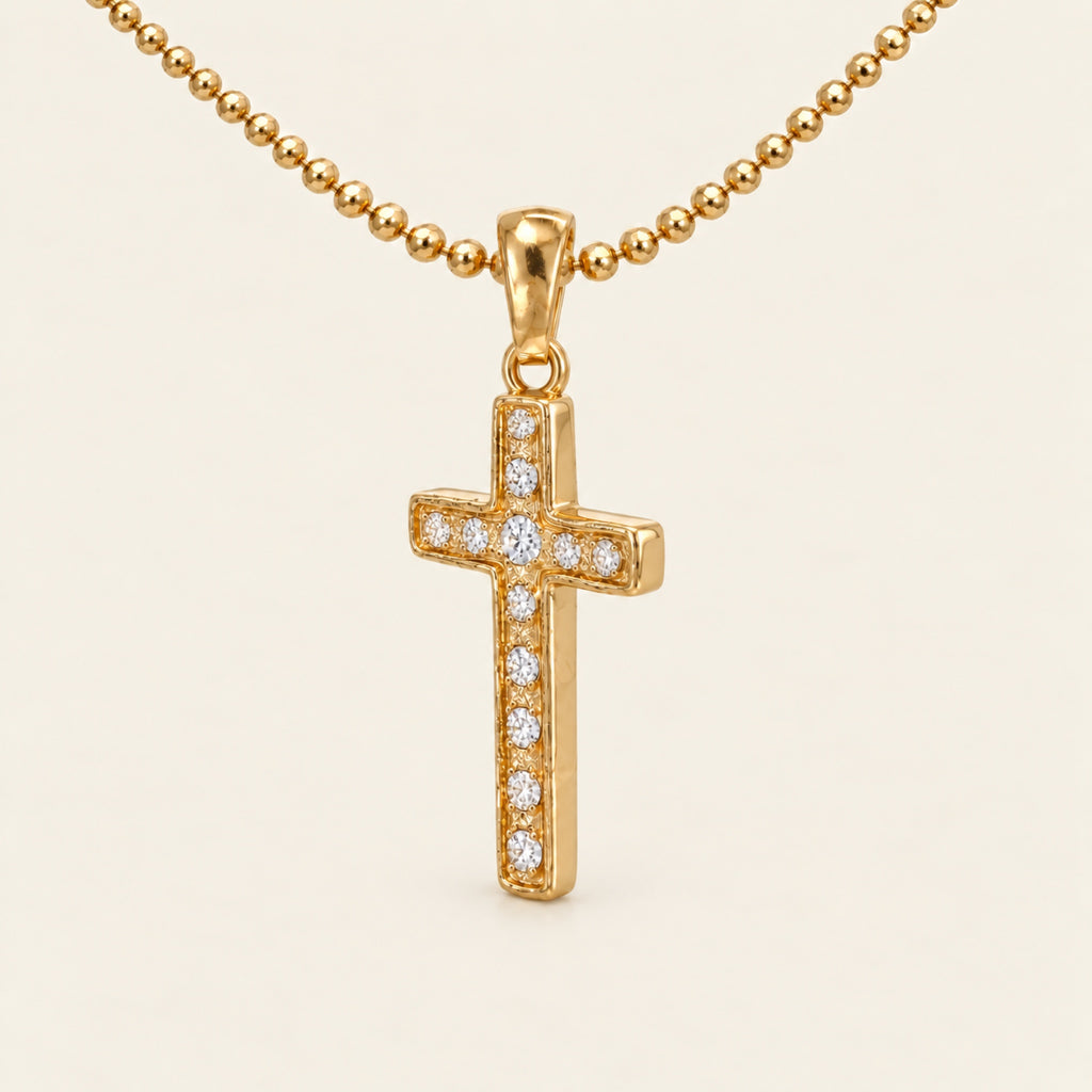 Dije de Cruz de Oro Amarillo 10k con Circonias