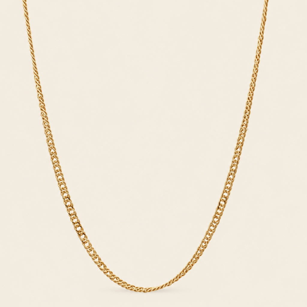 Cadena de Eslabones Barbados Planos de Oro Amarillo 10k