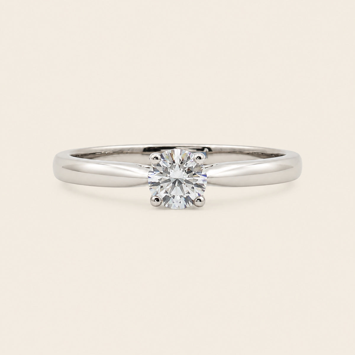 Anillo Solitario de Compromiso de Oro Blanco 14k con Diamante de Laboratorio