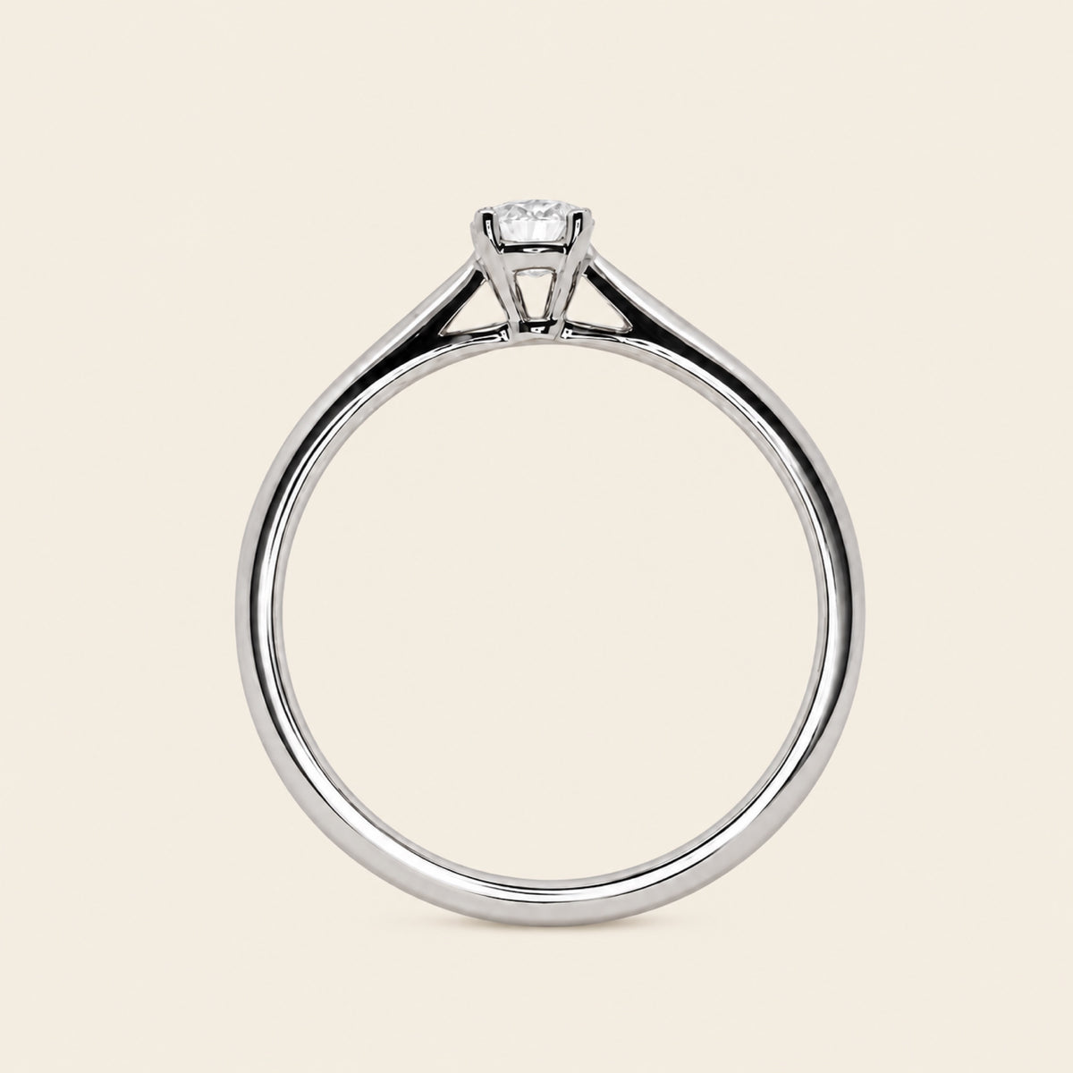 Anillo Solitario de Compromiso de Oro Blanco 14k con Diamante de Laboratorio