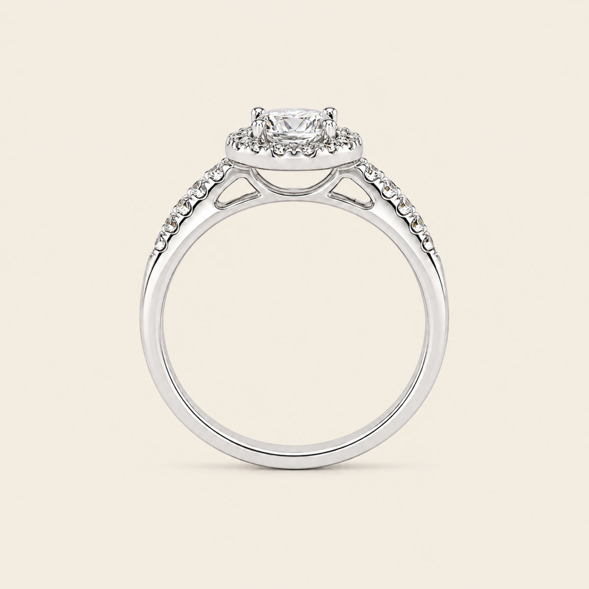 Anillo de Compromiso Halo de Oro Blanco 14k con Diamante de Laboratorio