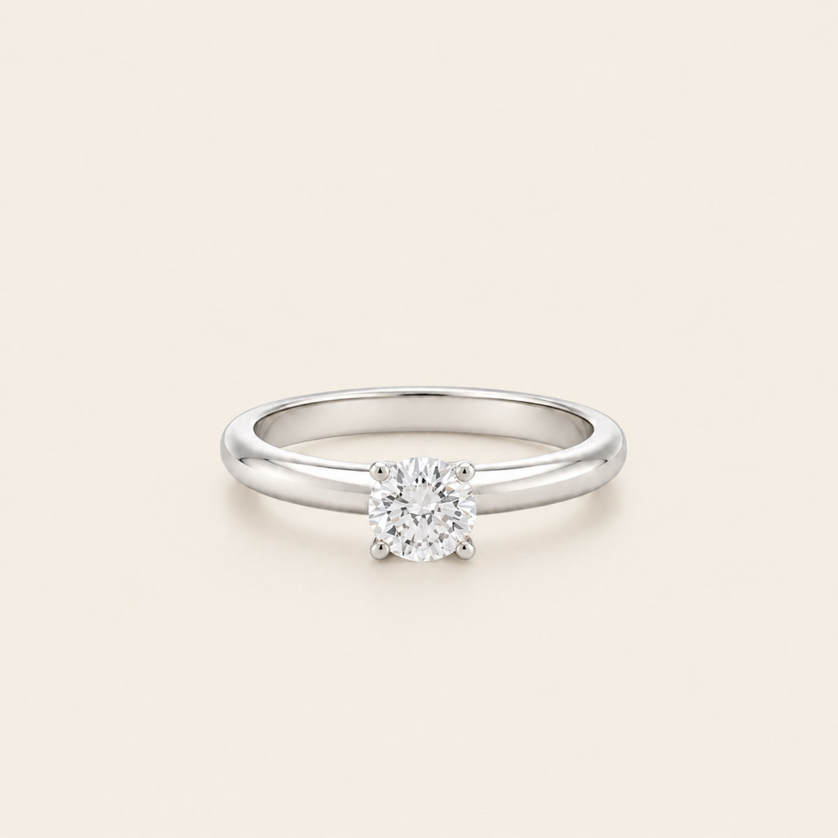 Anillo Solitario de Compromiso de Oro Blanco 14k con Diamante de Laboratorio