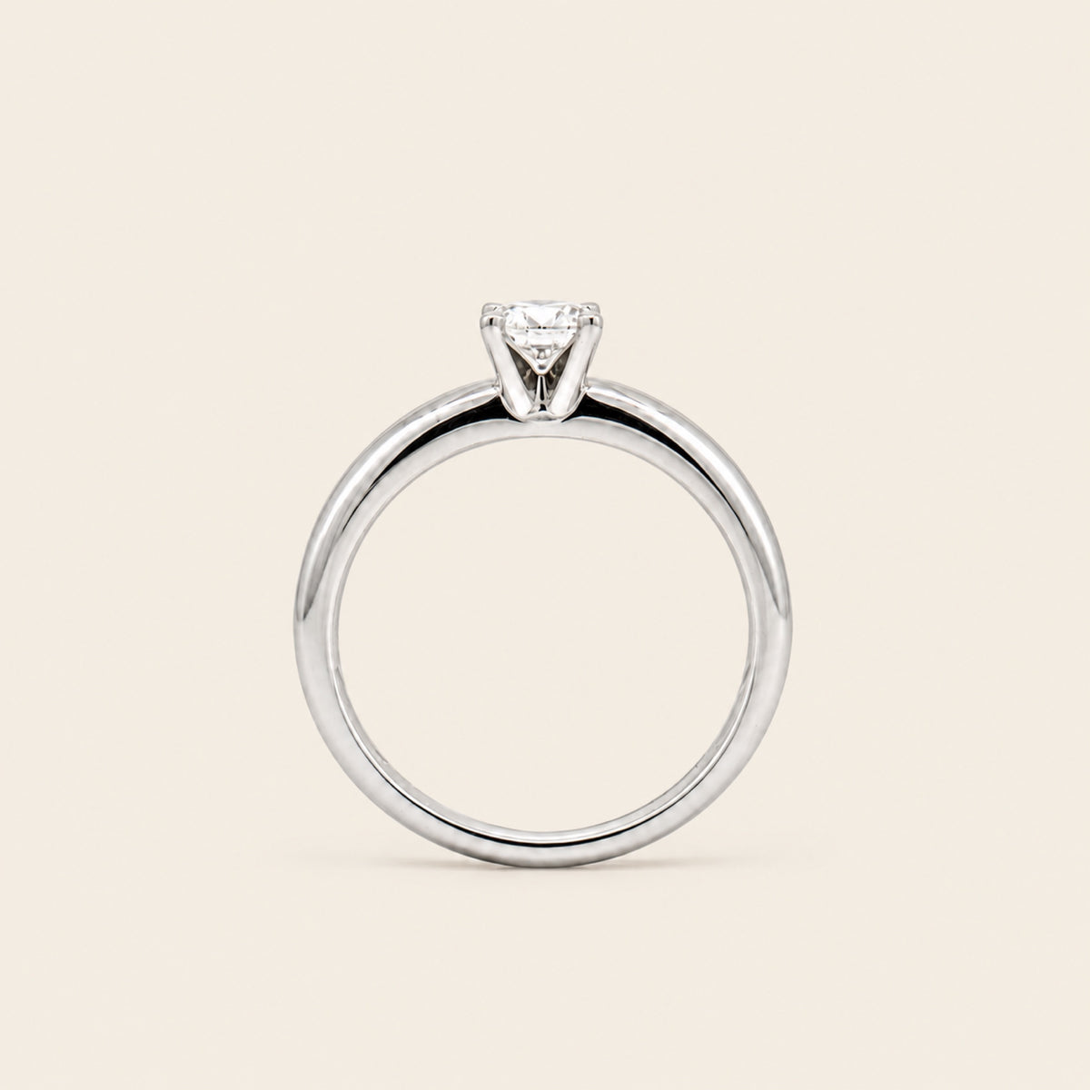 Anillo Solitario de Compromiso de Oro Blanco 14k con Diamante de Laboratorio
