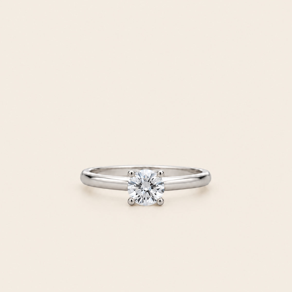 Anillo Solitario de Compromiso de Oro Blanco 14k con Diamante de Laboratorio