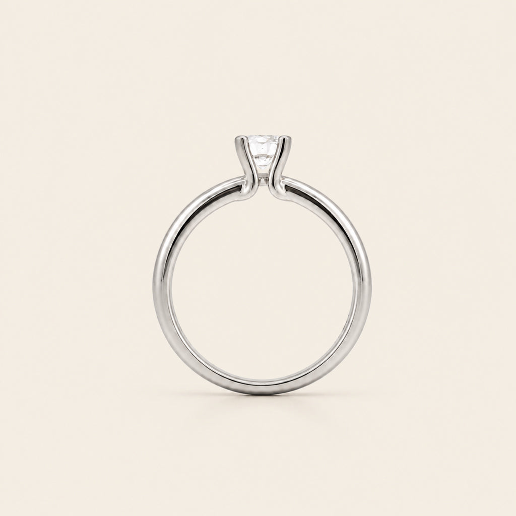 Anillo Solitario de Compromiso de Oro Blanco 14k con Diamante de Laboratorio