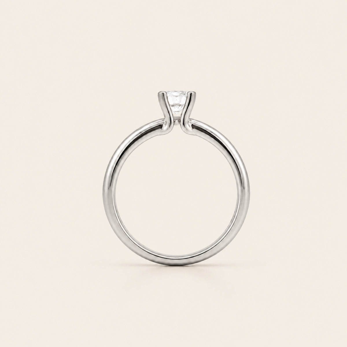 Anillo Solitario de Compromiso de Oro Blanco 14k con Diamante de Laboratorio