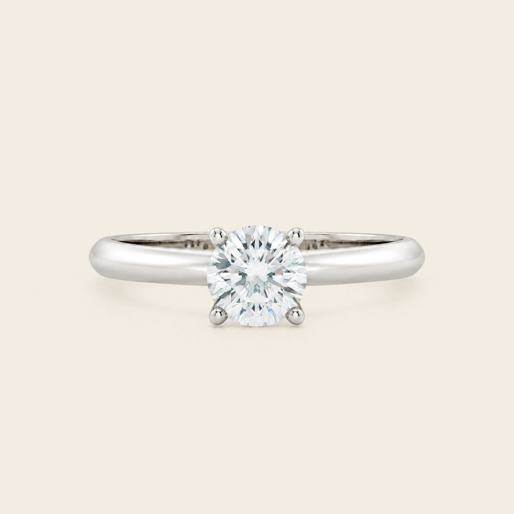 Anillo Solitario de Compromiso de Oro Blanco 14k con Diamante de Laboratorio