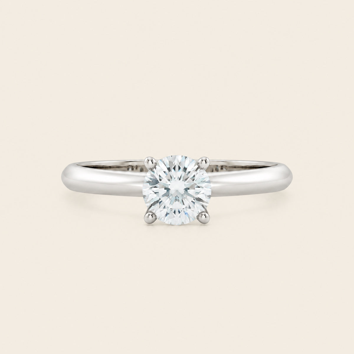 Anillo Solitario de Compromiso de Oro Blanco 14k con Diamante de Laboratorio