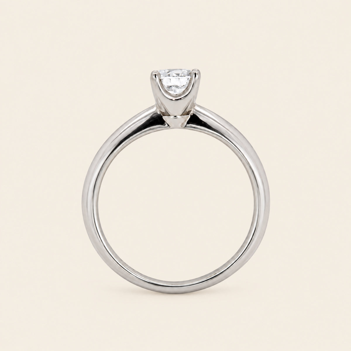 Anillo Solitario de Compromiso de Oro Blanco 14k con Diamante de Laboratorio