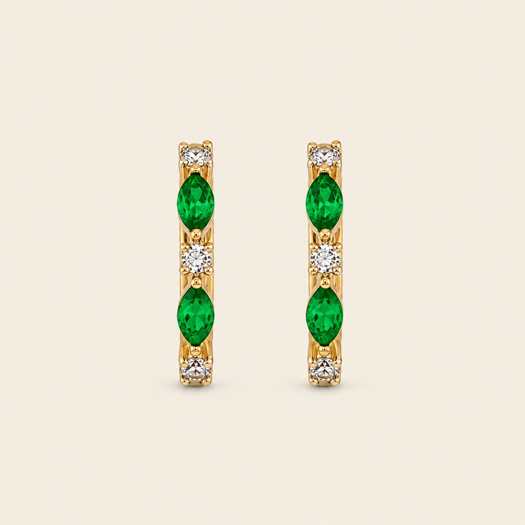 Antonia – Arracadas de Oro Amarillo 14k con Esmeralda y Diamante