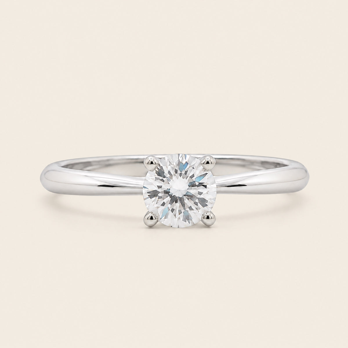 Anillo Solitario de Compromiso de Oro Blanco 14k con Diamante de Laboratorio