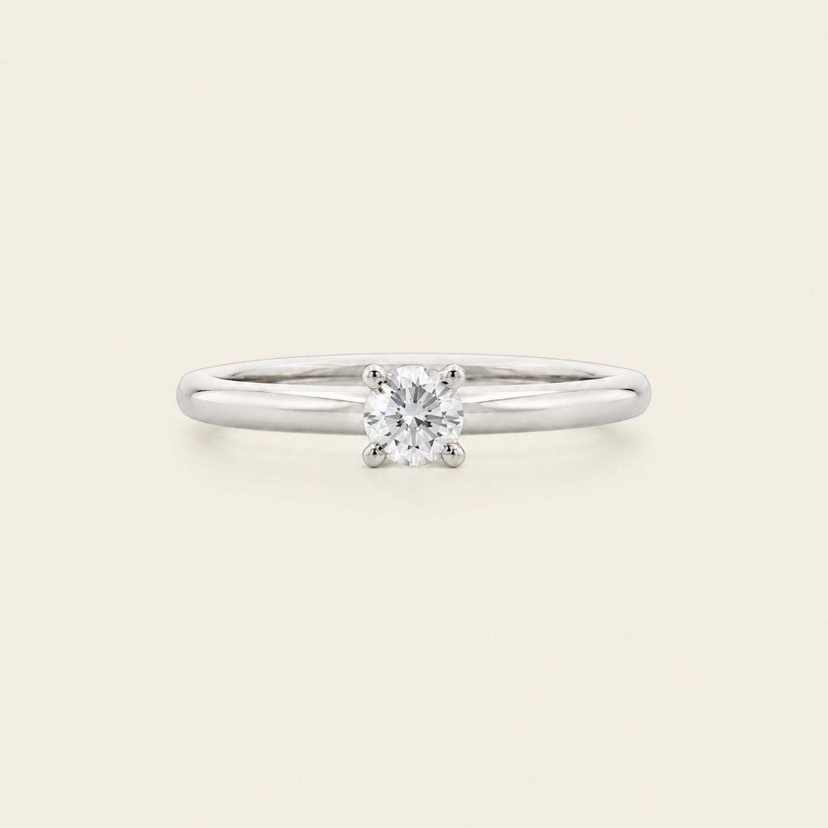 Anillo Solitario de Compromiso de Oro Blanco 14k con Diamante de Laboratorio