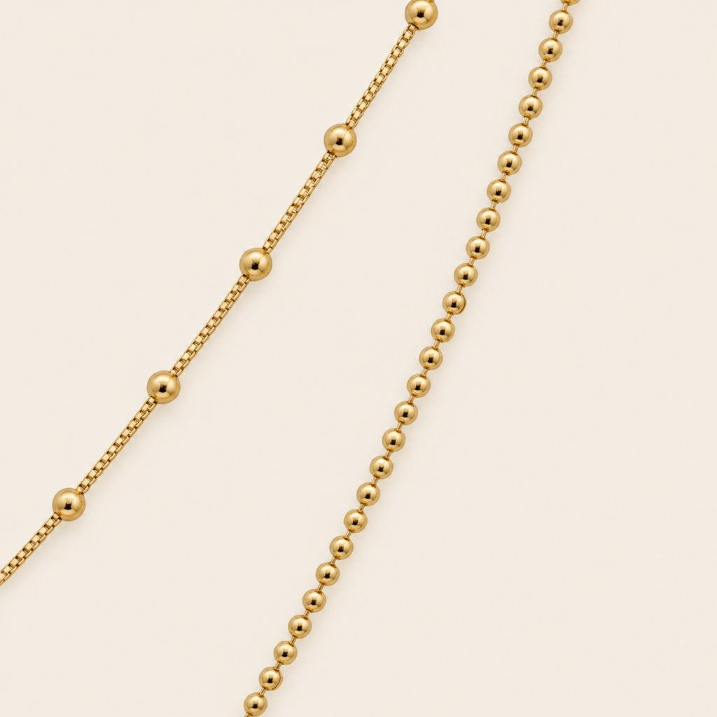 Collar Doble de Oro Laminado 18k con Corazón y Flor