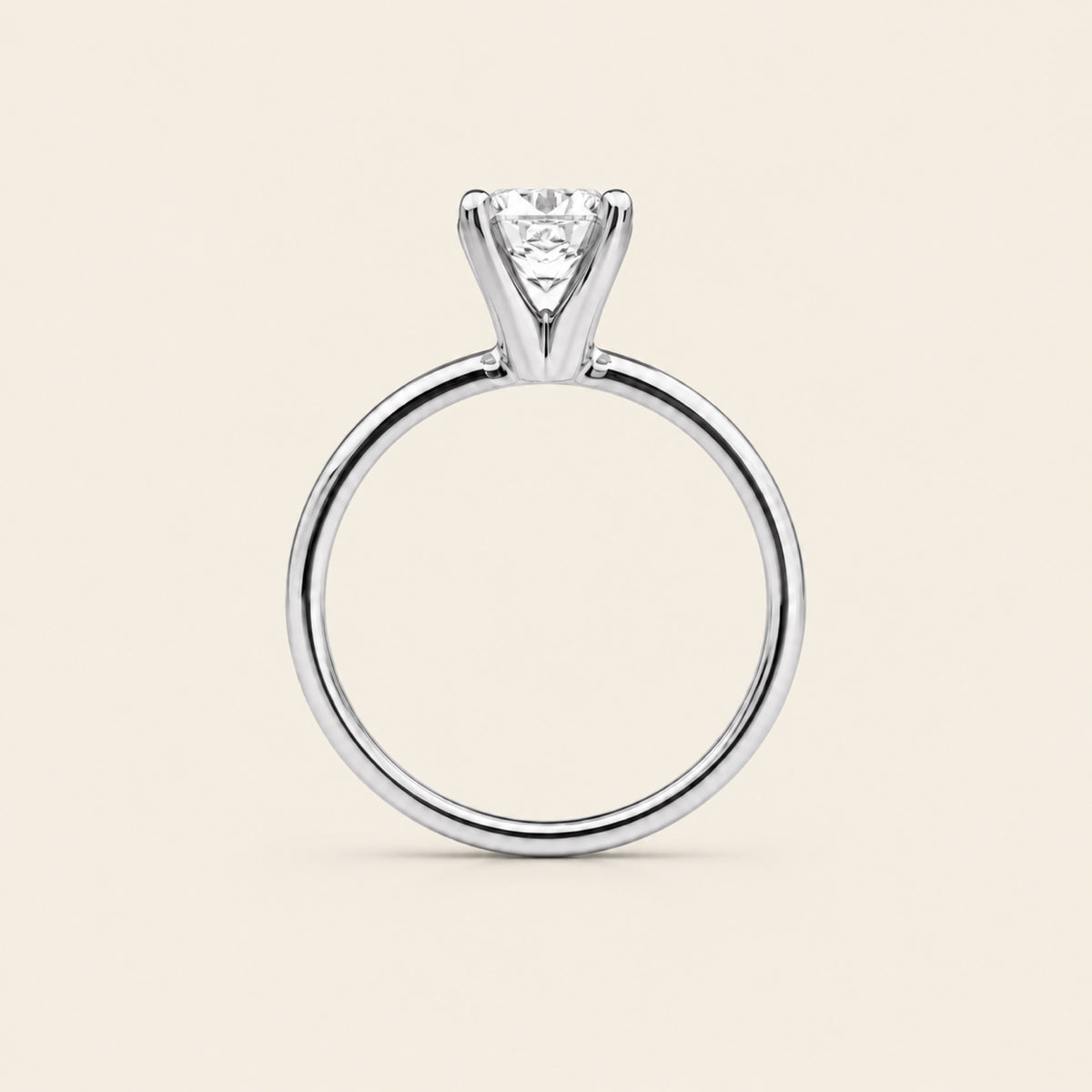 Anillo Solitario de Compromiso de Oro Blanco 14k con Diamante Princesa
