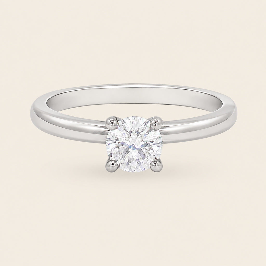 Anillo Solitario de Compromiso de Oro Blanco 14k con Diamante