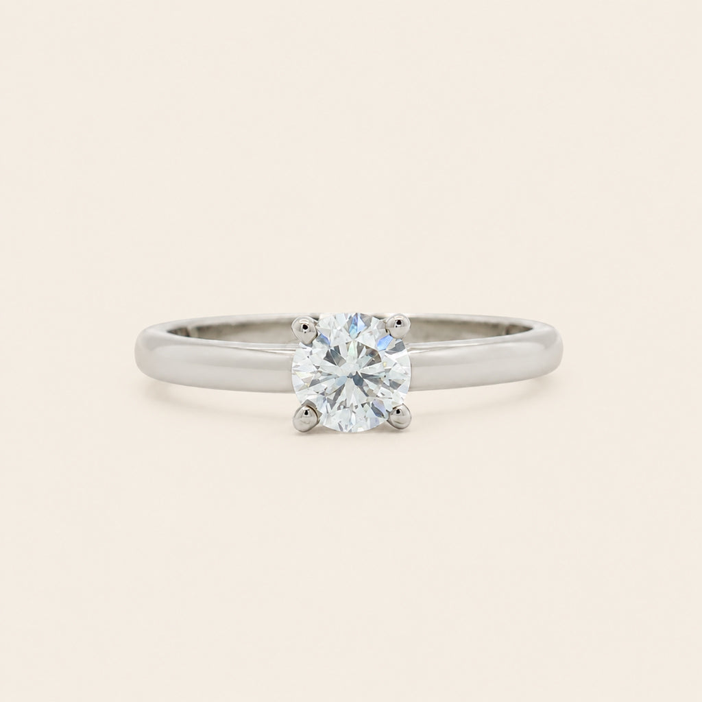 Anillo Solitario de Compromiso de Oro Blanco 14k con Diamante