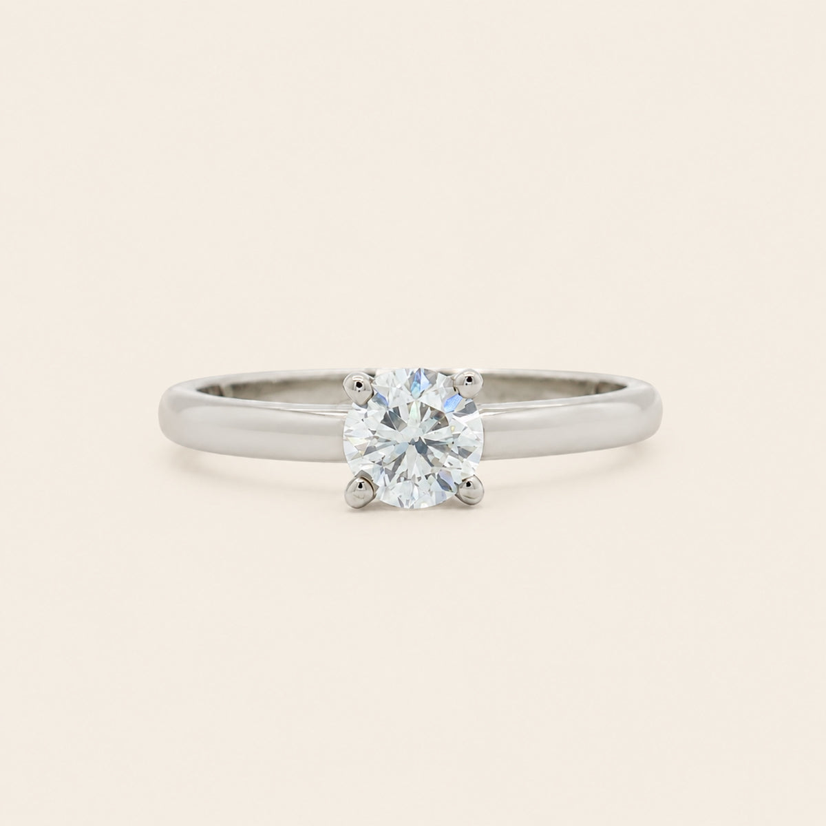 Anillo Solitario de Compromiso de Oro Blanco 14k con Diamante