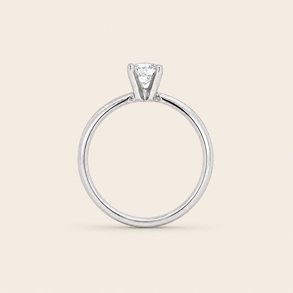 Anillo Solitario de Compromiso de Oro Blanco 14k con Diamante