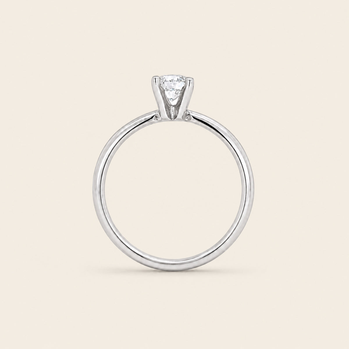 Anillo Solitario de Compromiso de Oro Blanco 14k con Diamante