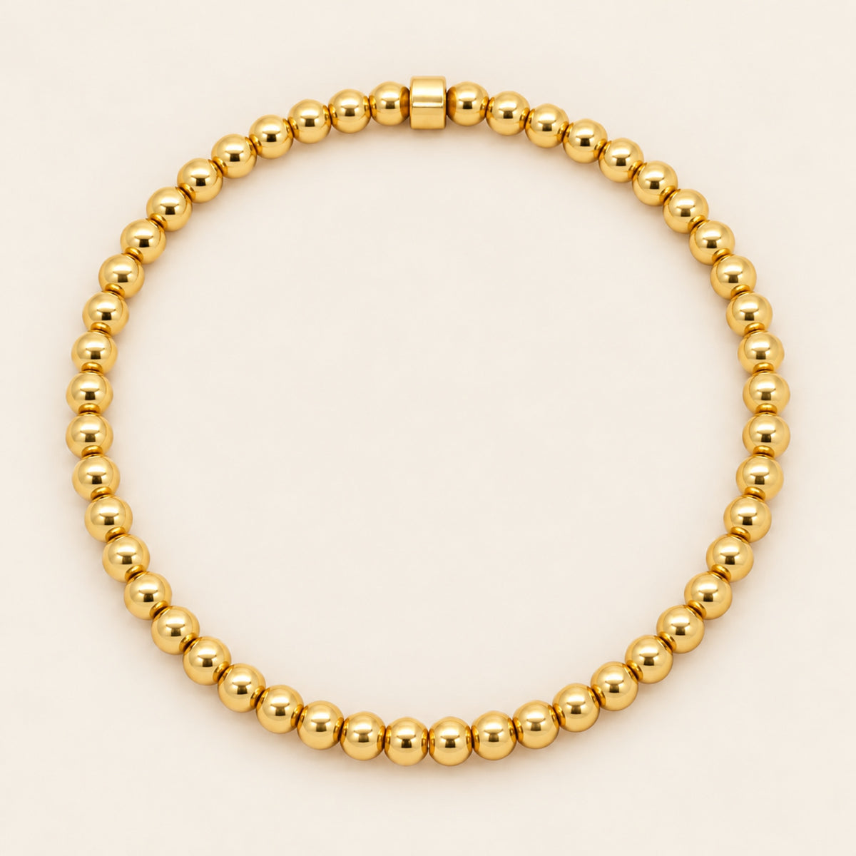 Pulsera Elástica de Oro Laminado con Esferas y Barra