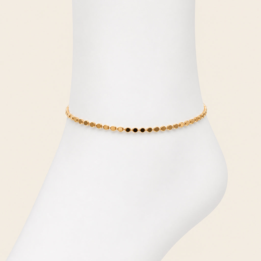 Tobillera de Oro Laminado con Cadena de Plaquitas