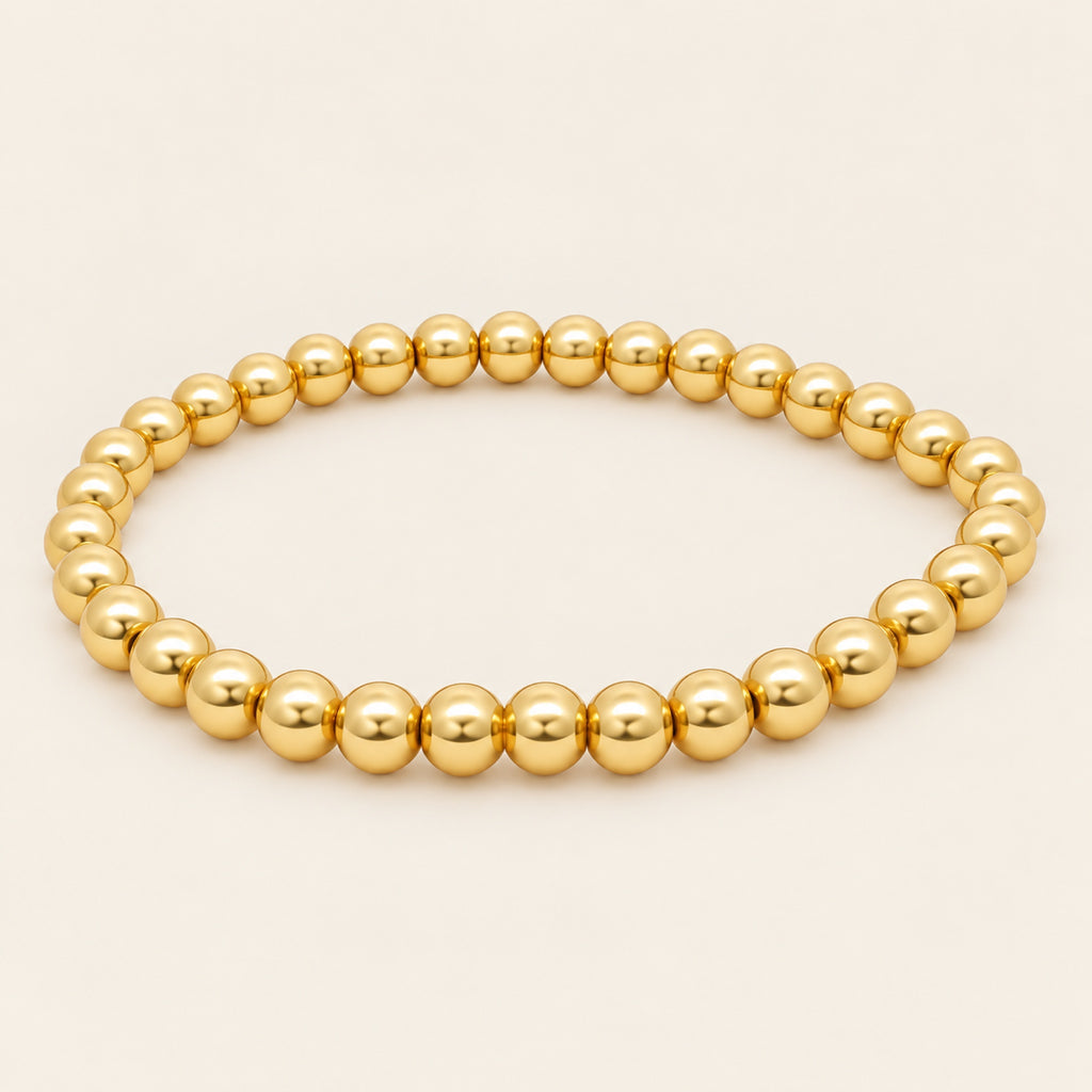 Pulsera Elástica de Oro Laminado con Esferas