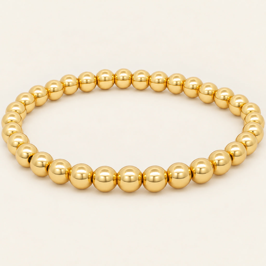 Pulsera Elástica de Oro Laminado con Esferas
