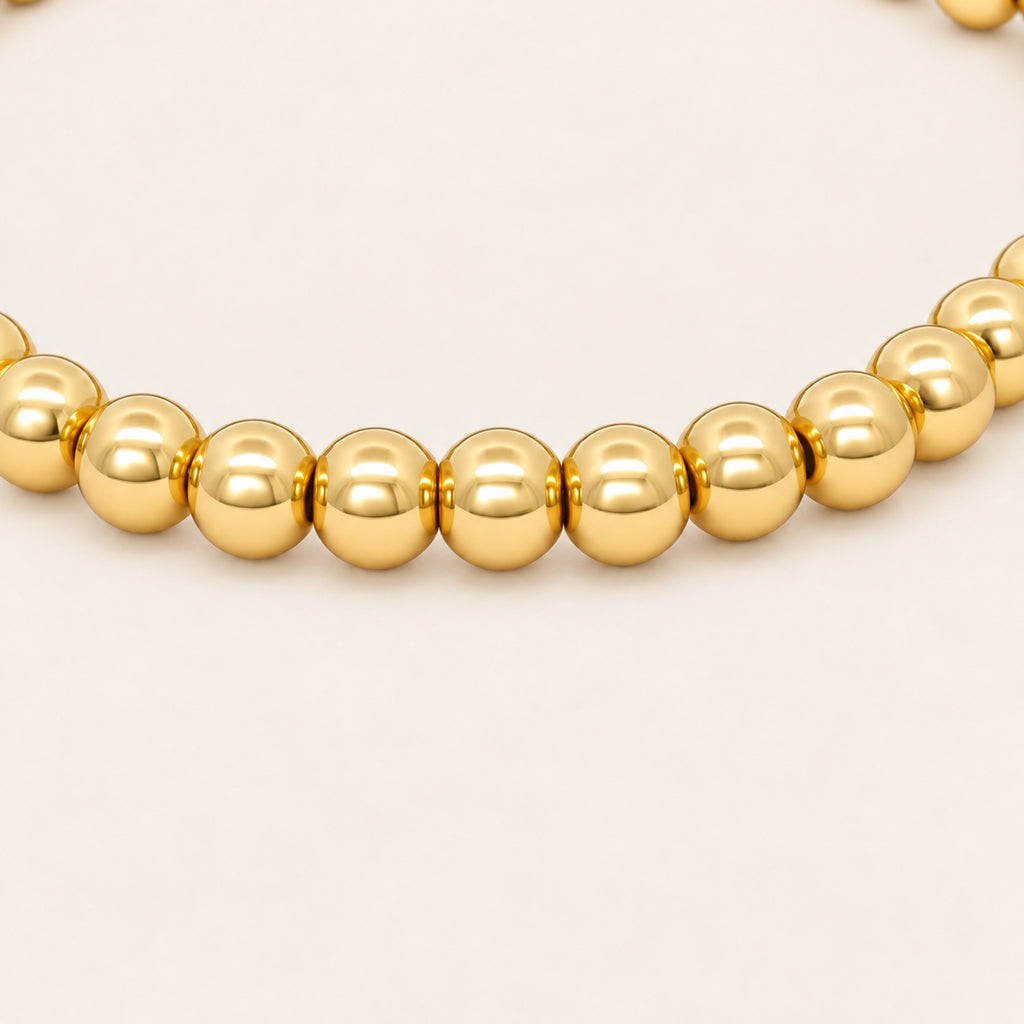 Pulsera Elástica de Oro Laminado con Esferas