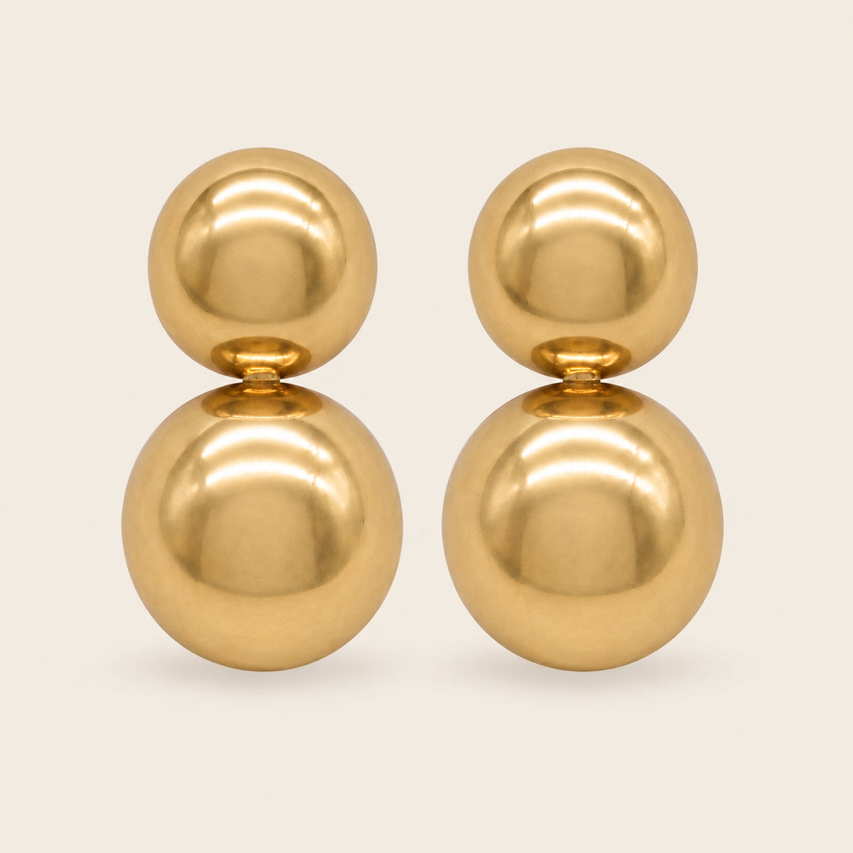 Aretes de Oro Laminado con Doble Esfera