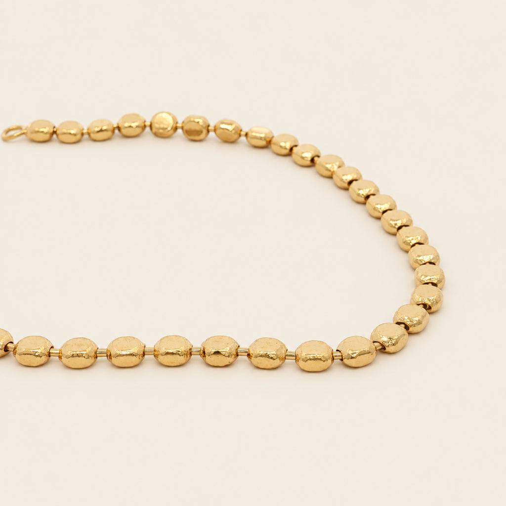 Pulsera de Oro Laminado con Bolitas Planas Texturizadas