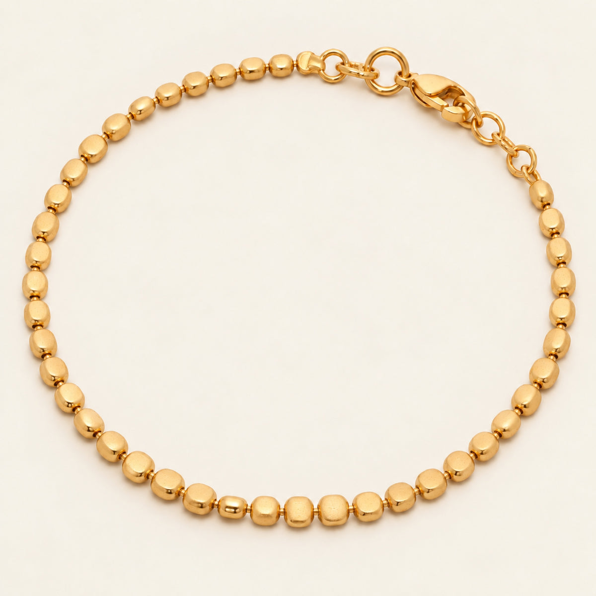 Pulsera de Oro Laminado con Bolitas Planas y Extensión