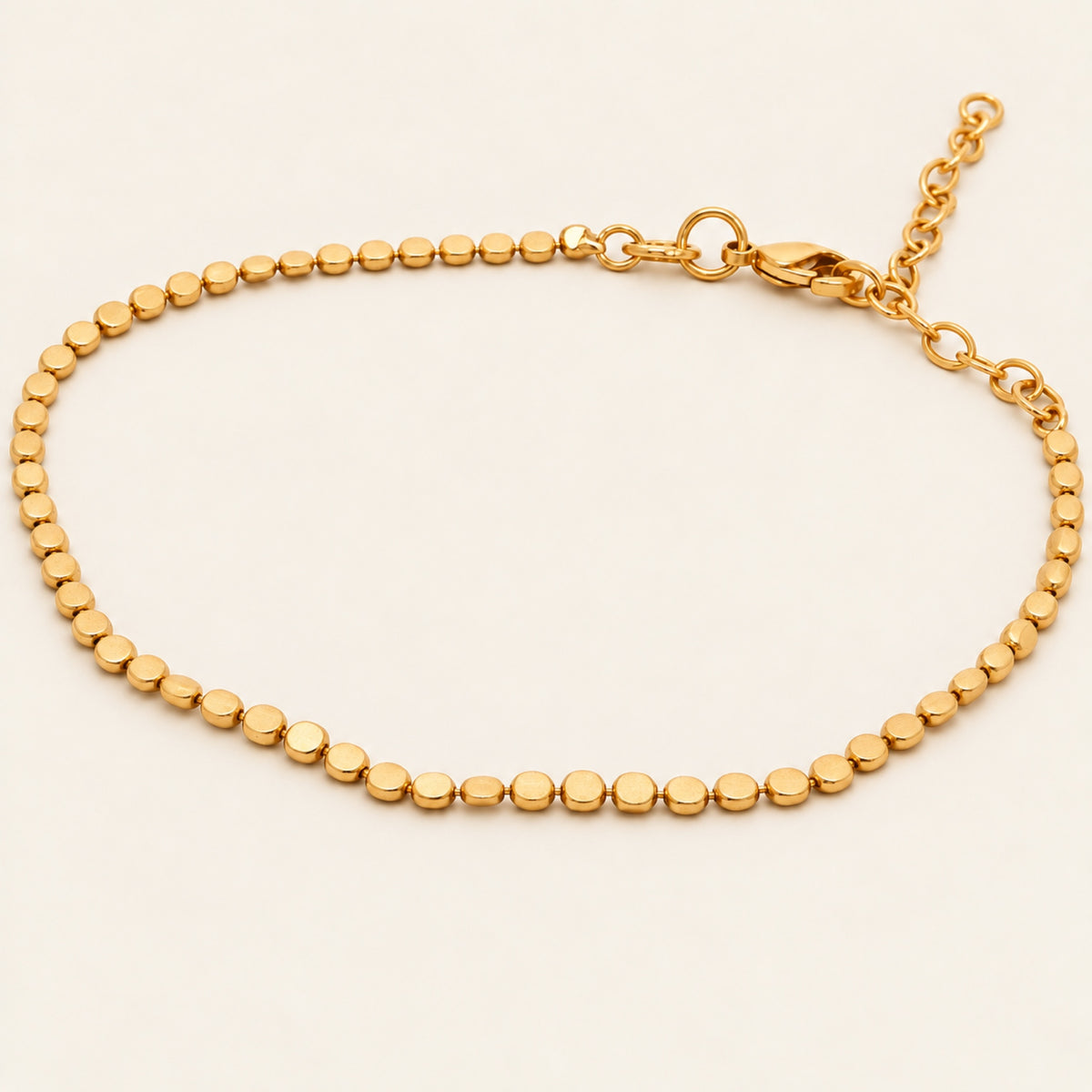 Pulsera de Oro Laminado con Bolitas Planas y Extensión