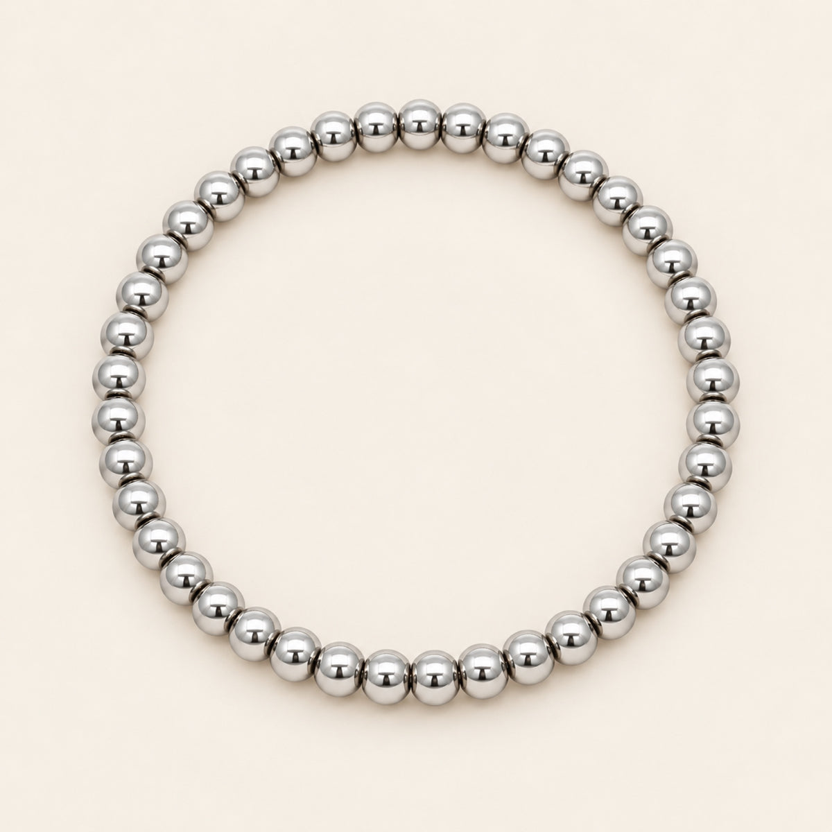 Pulsera Elástica de Oro Laminado Plateado con Esferas