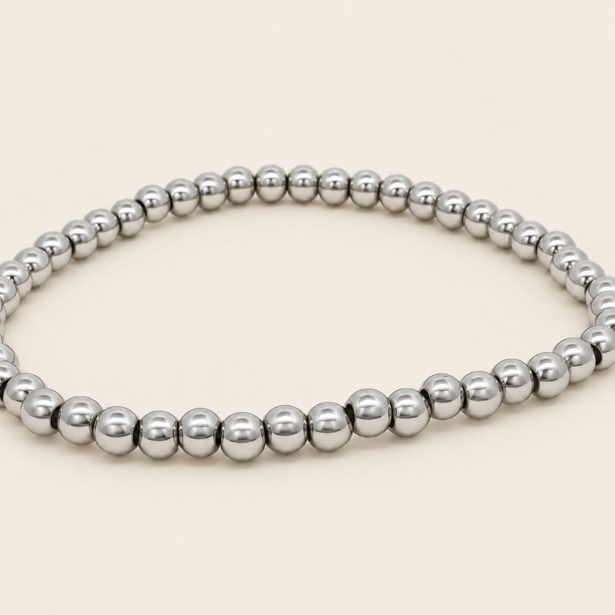 Pulsera Elástica de Oro Laminado Plateado con Esferas
