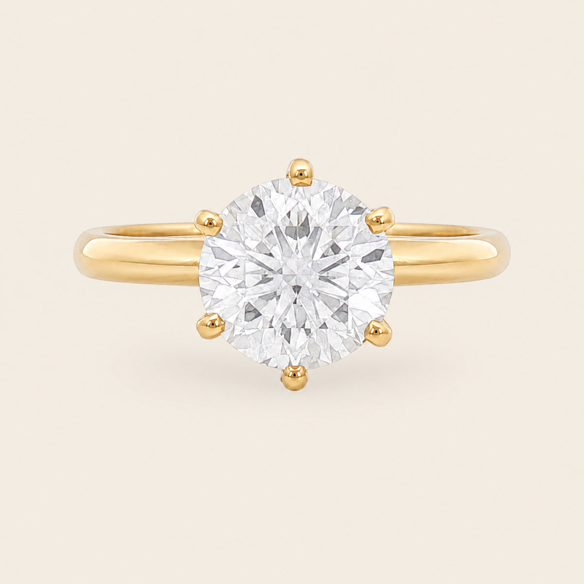 Anillo Solitario de Compromiso de Oro Amarillo 14k con Diamante de Laboratorio