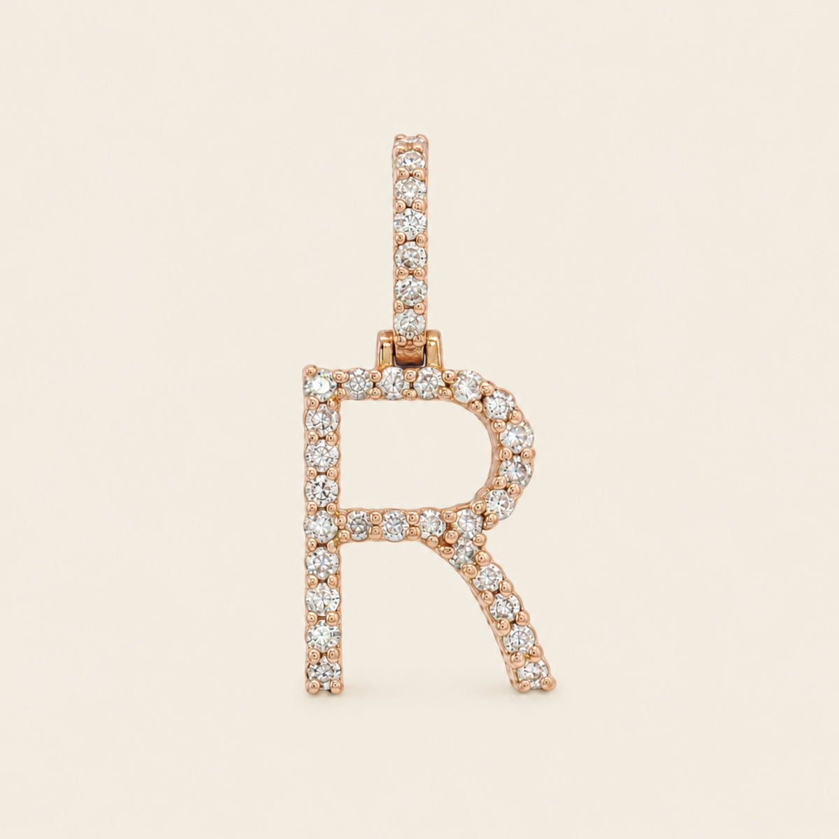 Dije de Inicial R de Oro Rosa 10k con Diamante