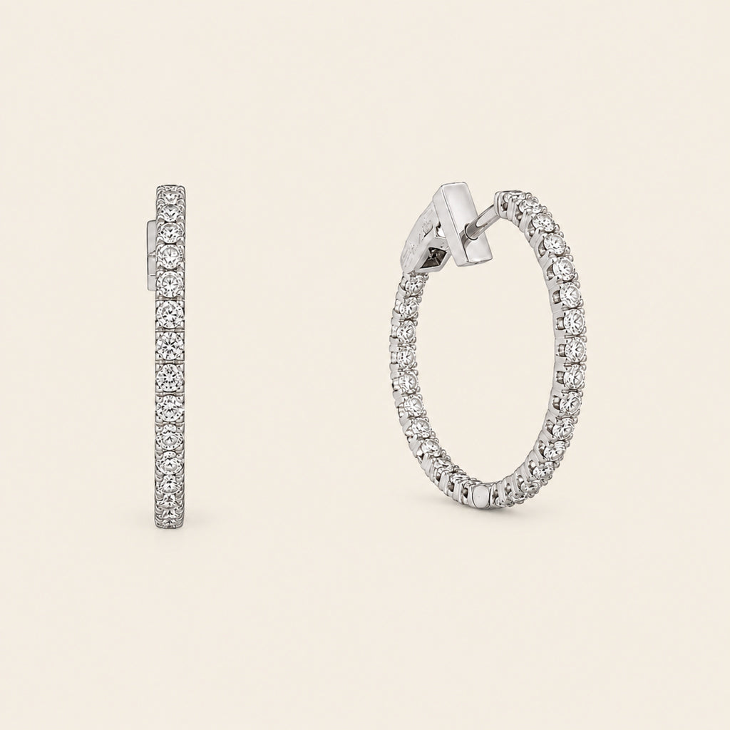 Paola – Arracadas de Oro Blanco 14k con Diamante