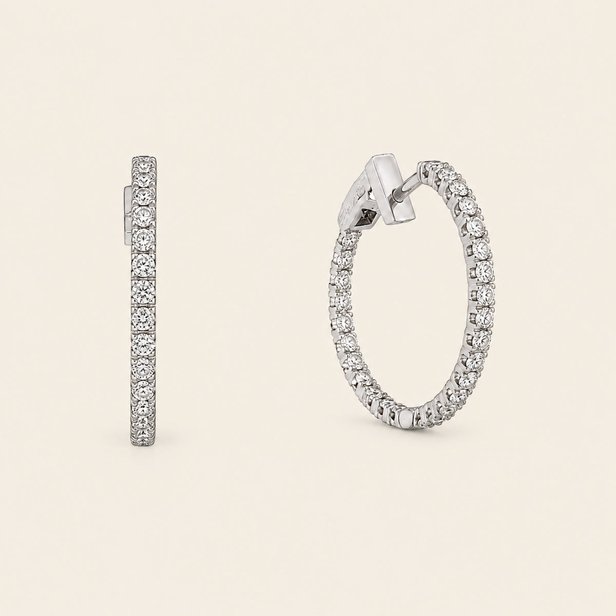 Paola – Arracadas de Oro Blanco 14k con Diamante