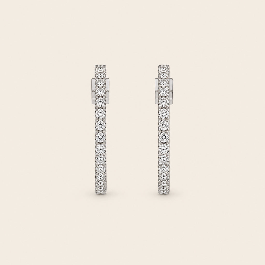 Paola – Arracadas de Oro Blanco 14k con Diamante