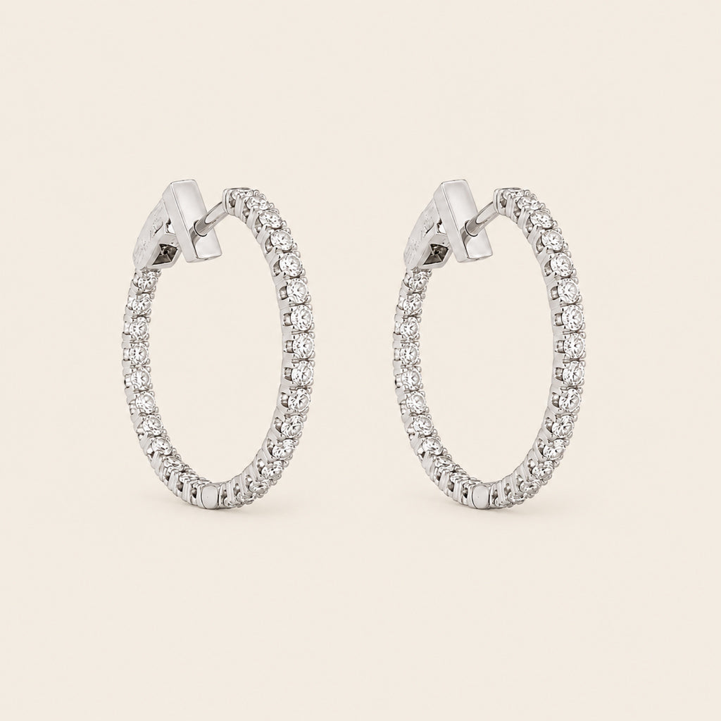 Paola – Arracadas de Oro Blanco 14k con Diamante
