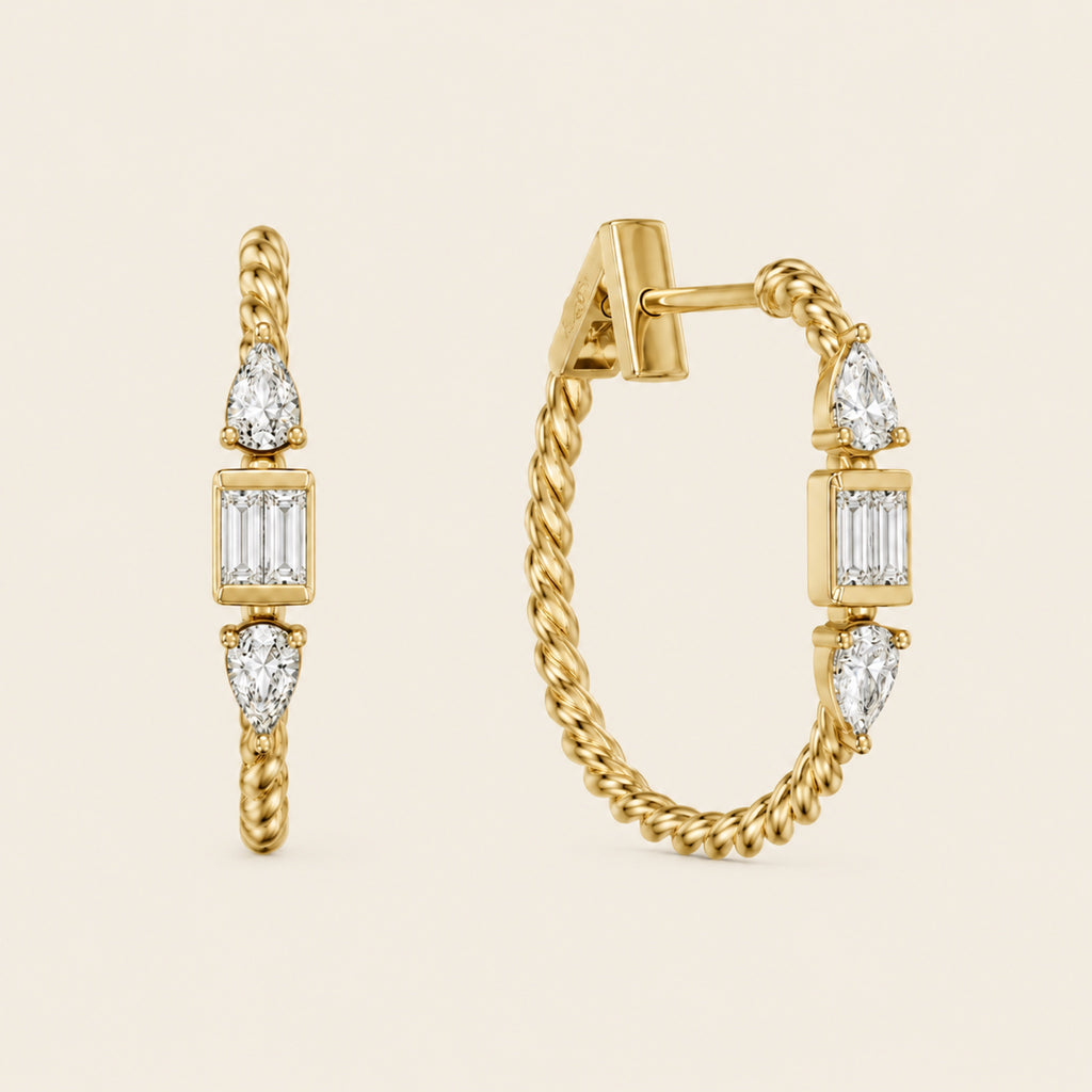 Silvia – Arracadas de Oro Amarillo 14k con Diamante