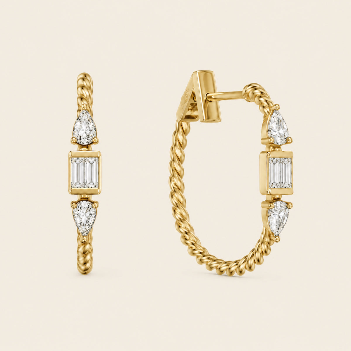 Silvia – Arracadas de Oro Amarillo 14k con Diamante