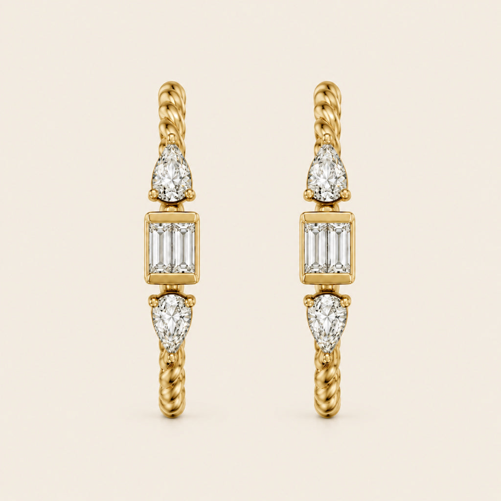 Silvia – Arracadas de Oro Amarillo 14k con Diamante