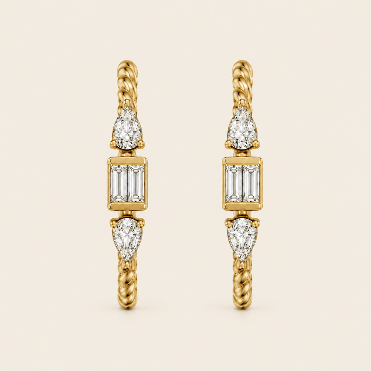 Silvia – Arracadas de Oro Amarillo 14k con Diamante