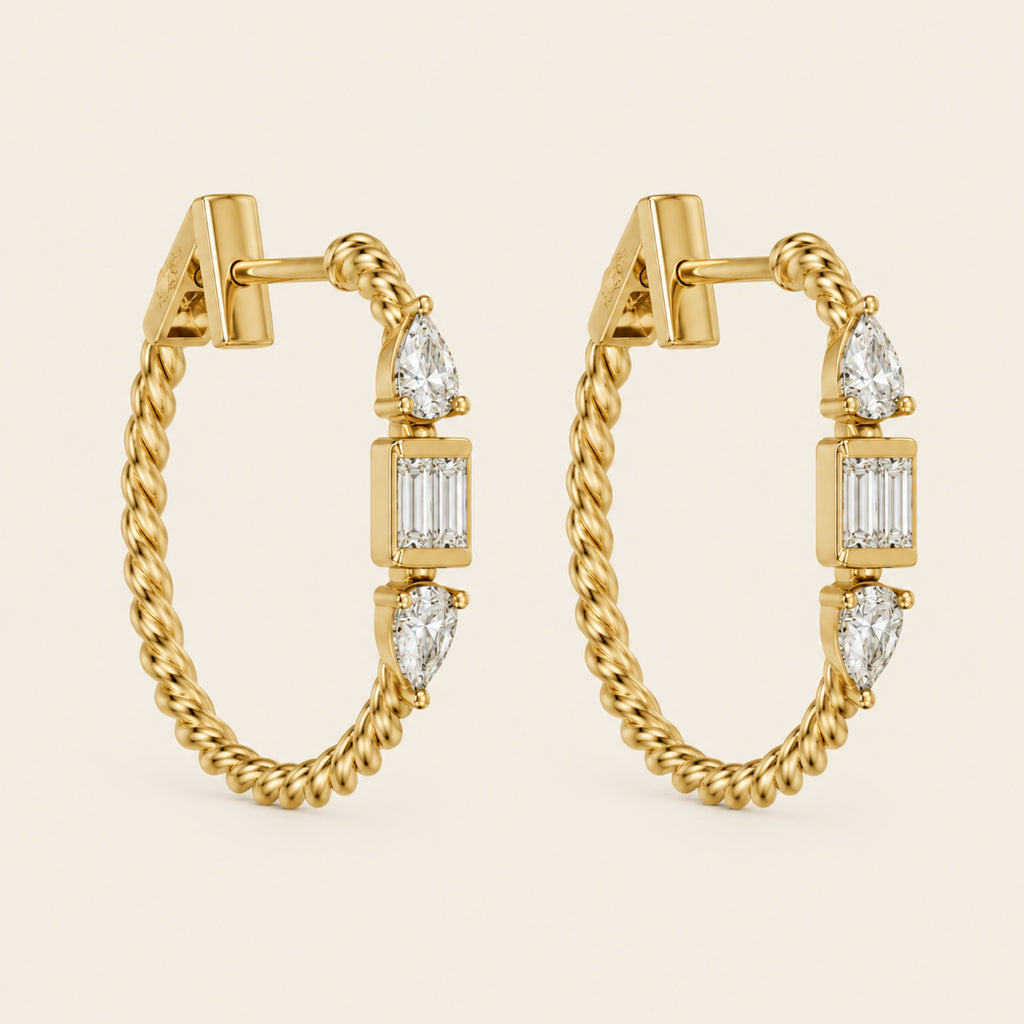 Silvia – Arracadas de Oro Amarillo 14k con Diamante