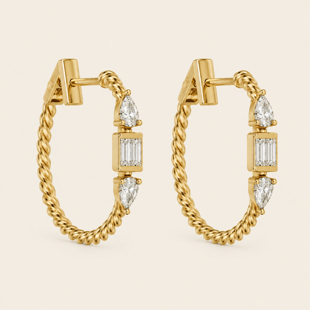 Silvia – Arracadas de Oro Amarillo 14k con Diamante