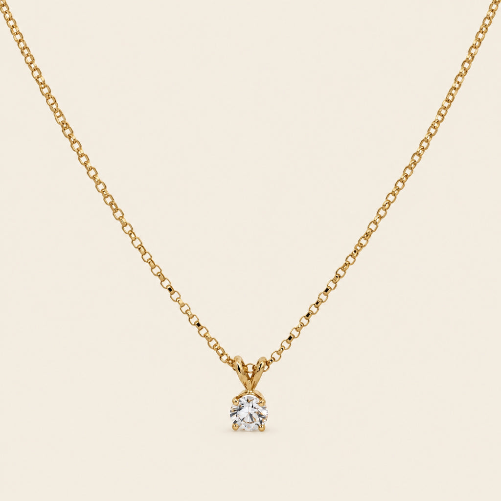 Collar de Oro Amarillo 14k con Diamante de Laboratorio