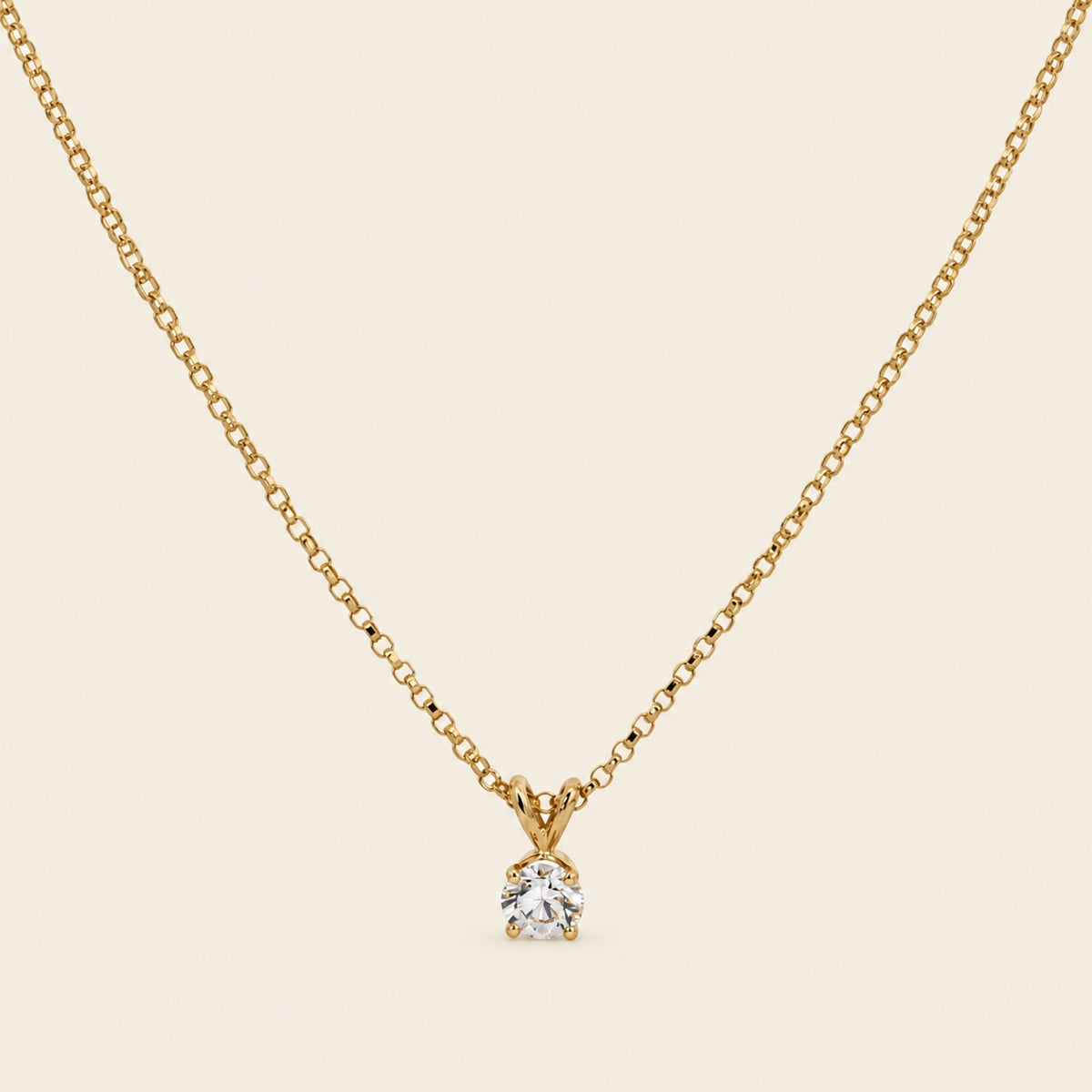 Collar de Oro Amarillo 14k con Diamante de Laboratorio